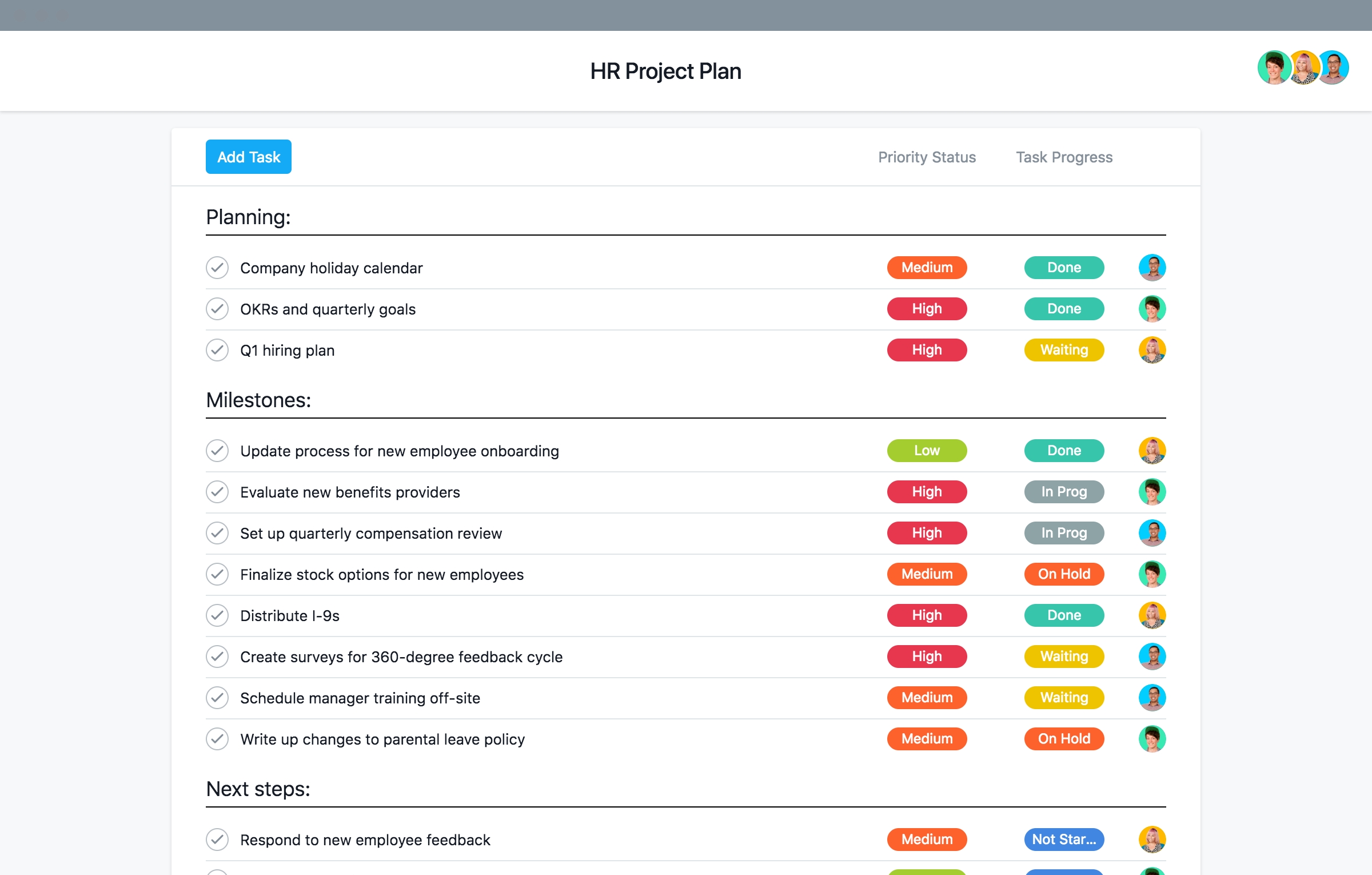 Basic Template For Human Resources Projects · Asana