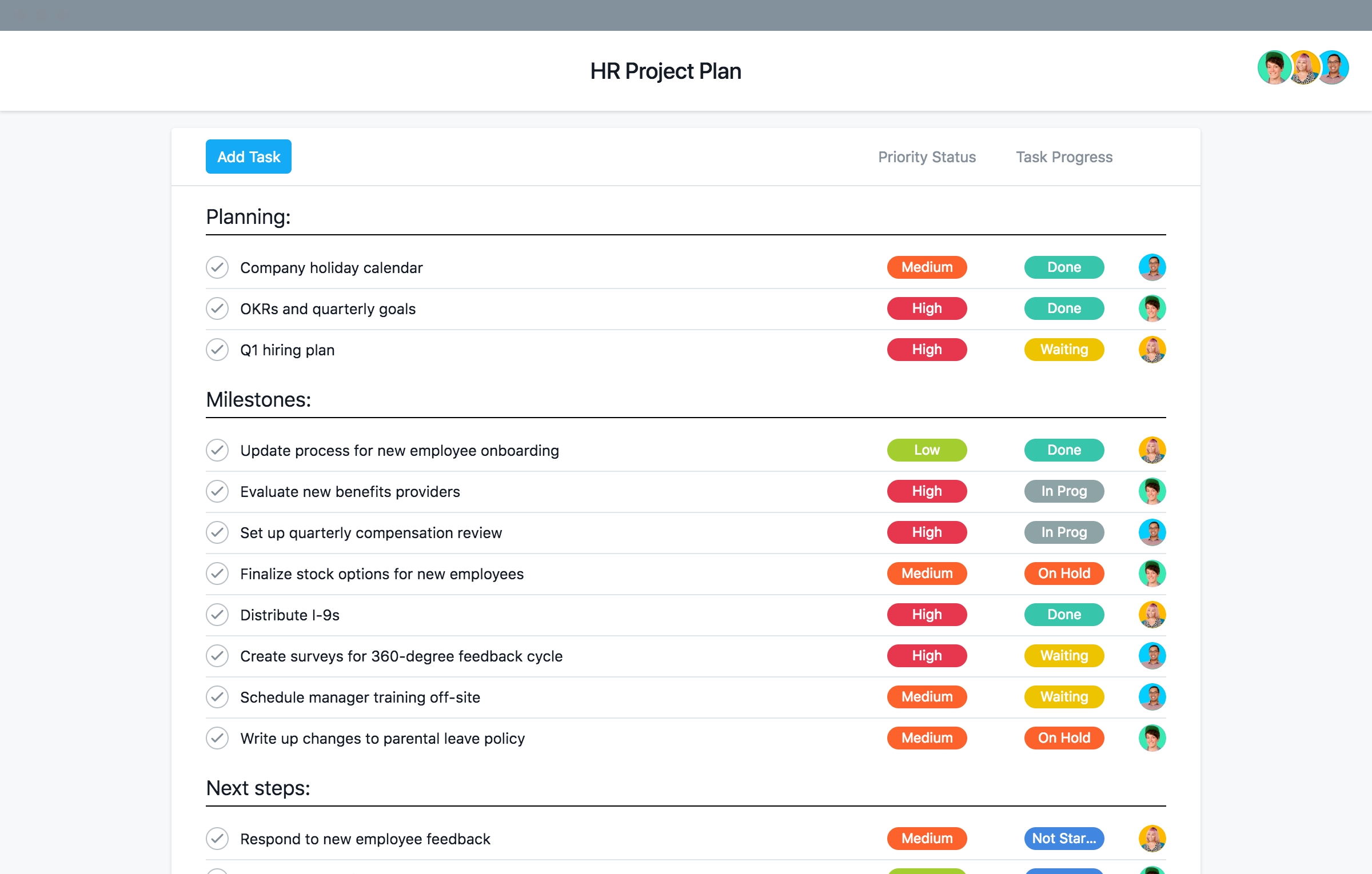 Basic Template For Human Resources Projects · Asana