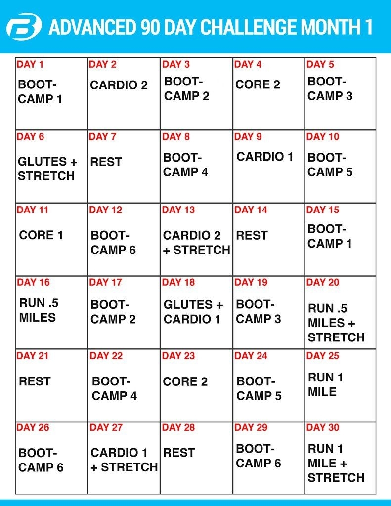 90 Day Supreme Workout Schedule Calendar Template 2021