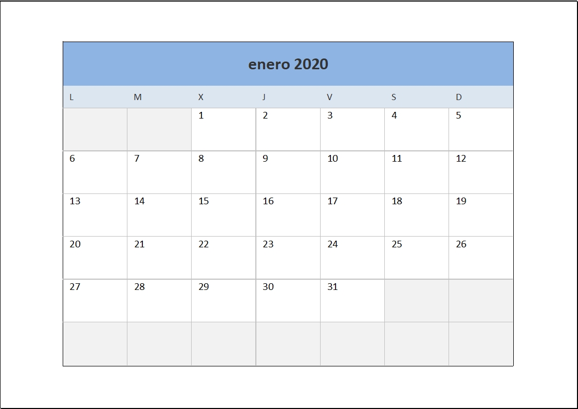 Calendario 2020 En Excel • Excel Total