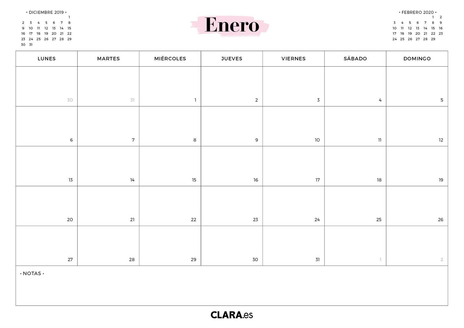 Calendario 2020 Para Imprimir Gratis (En Pdf Y Jpg)
