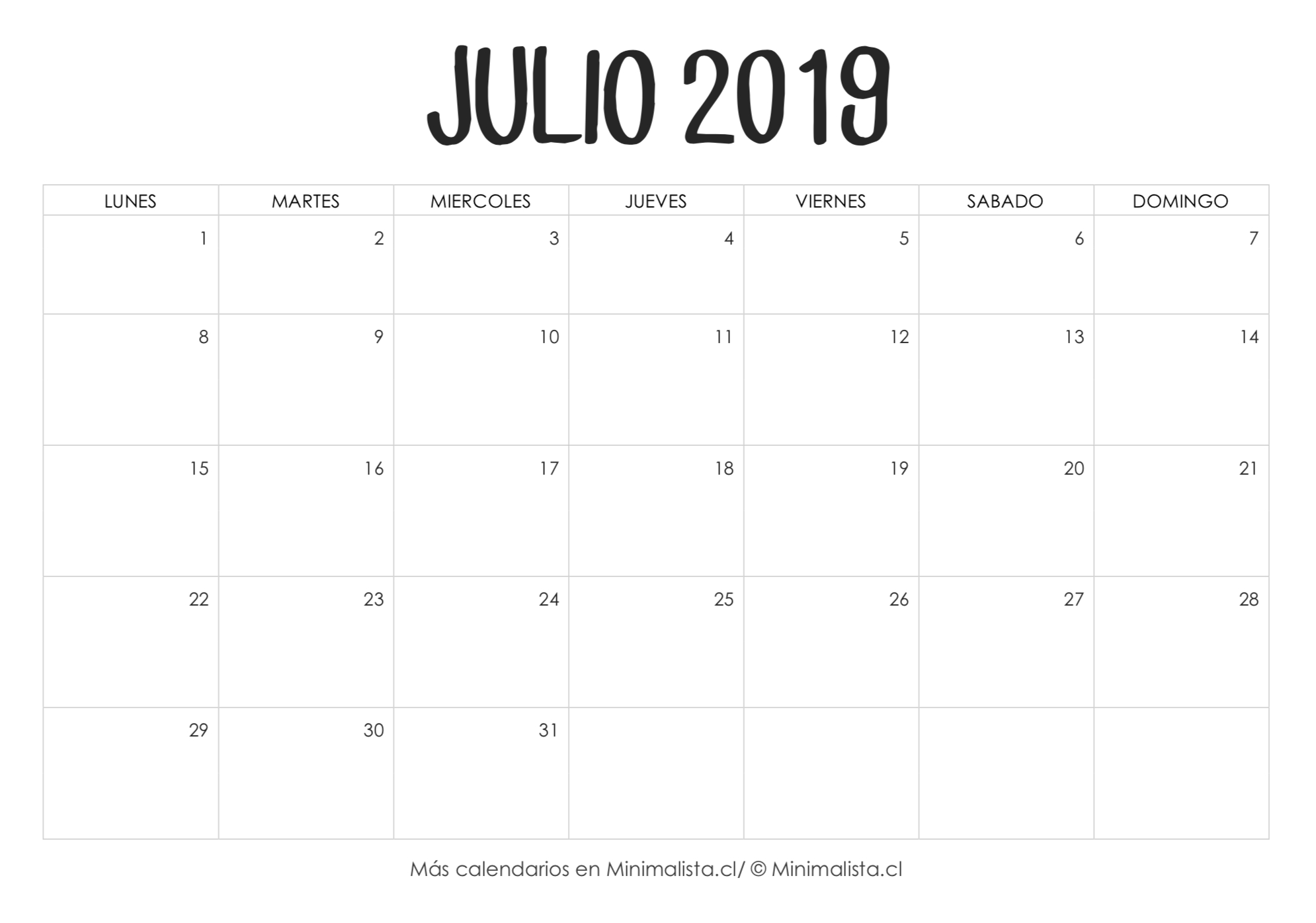 Calendarios 2019 Para Imprimir (Con Imágenes) | Calendario