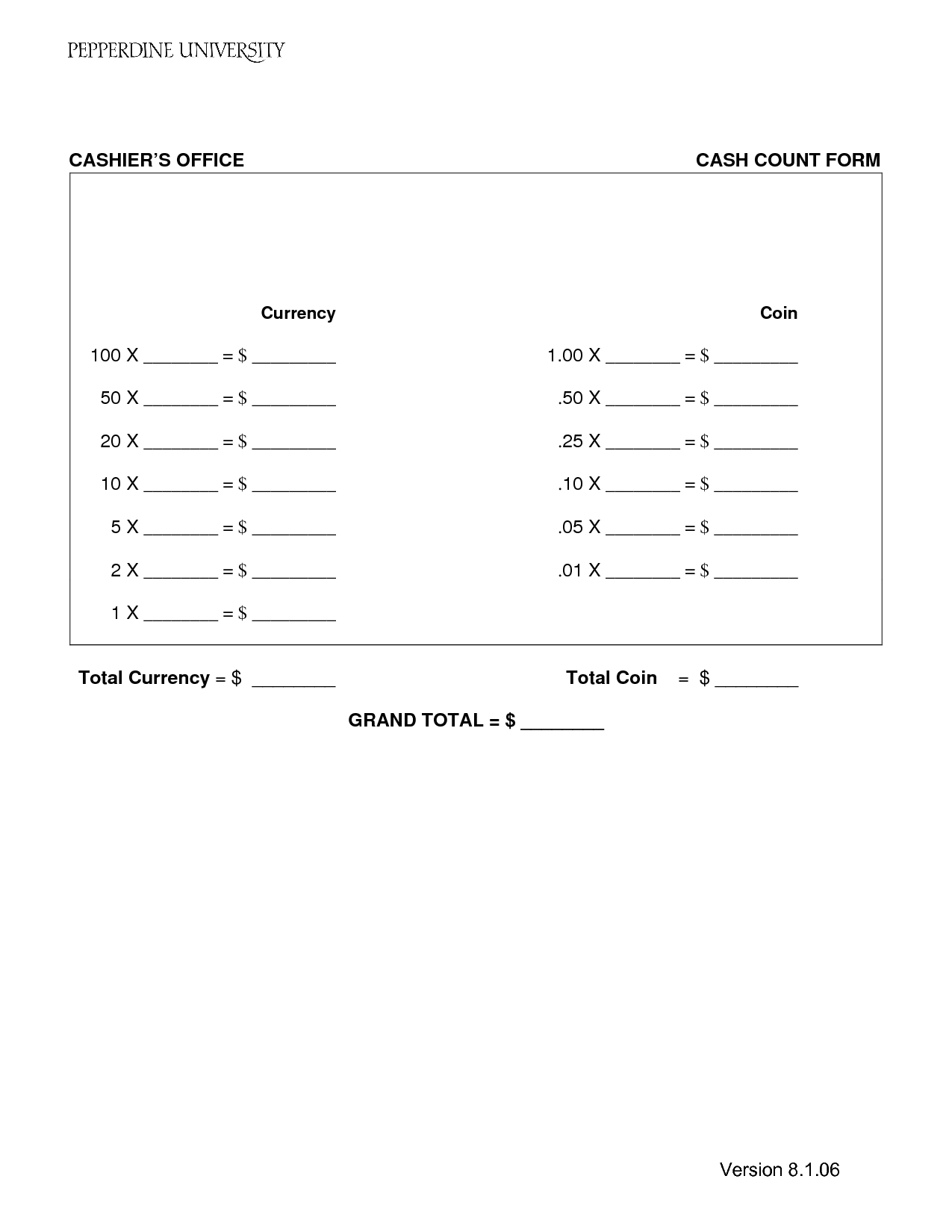 Cash Count Sheet Template (With Images) | Balance Sheet