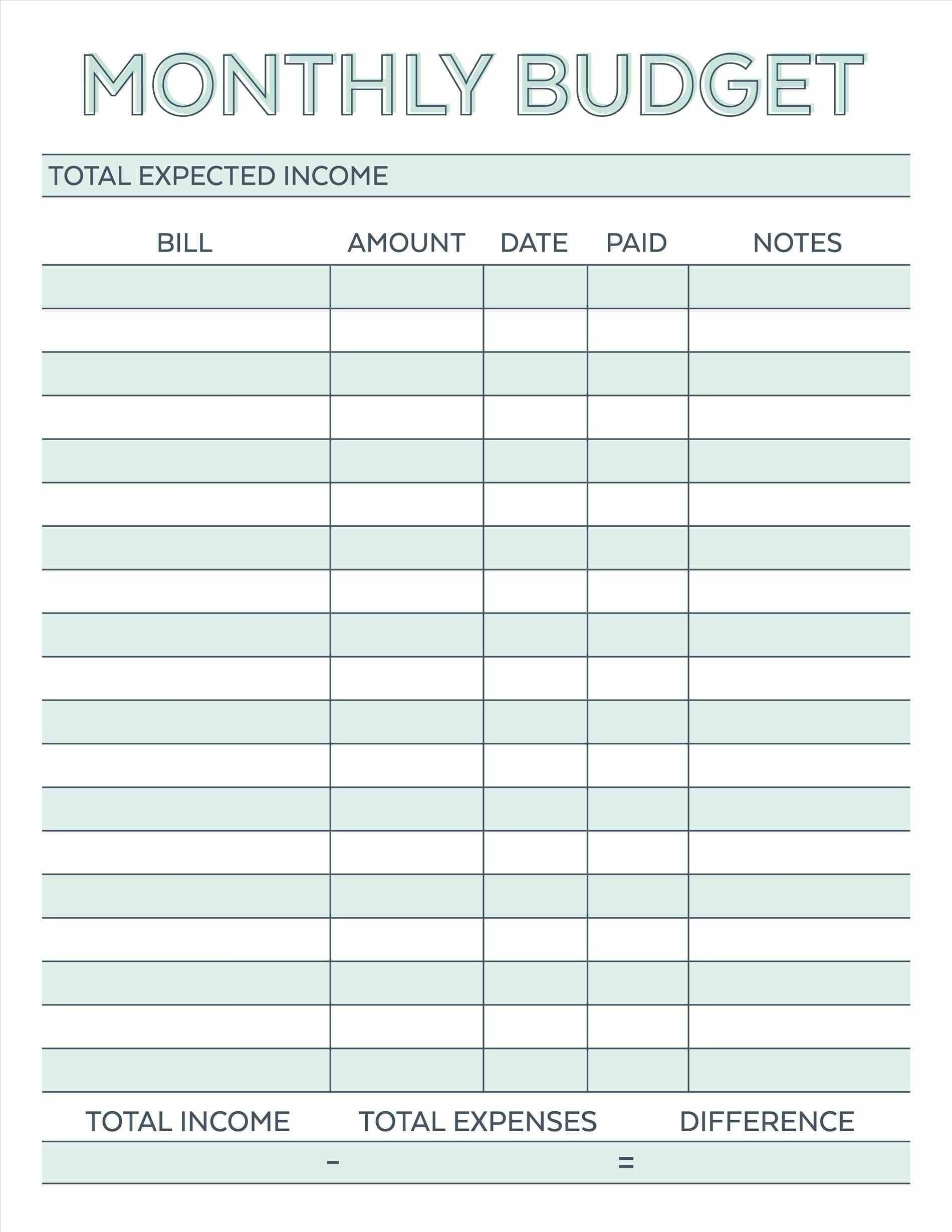 Collect Blank Monthly Bill Payment Worksheet (With Images