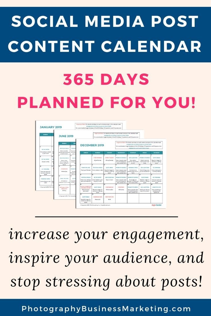 Content Calendar With 365 Days Of Post Ideas All Planned Out