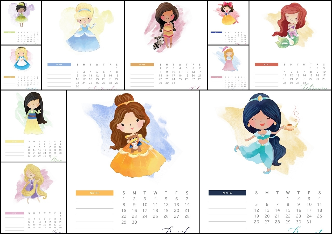 Disney Princess 2018 Free Printable Calendar. - Oh My Fiesta