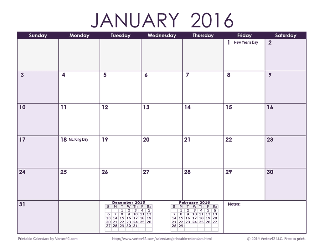 Download A Free 2016 Monthly Calendar - Purple From Vertex42