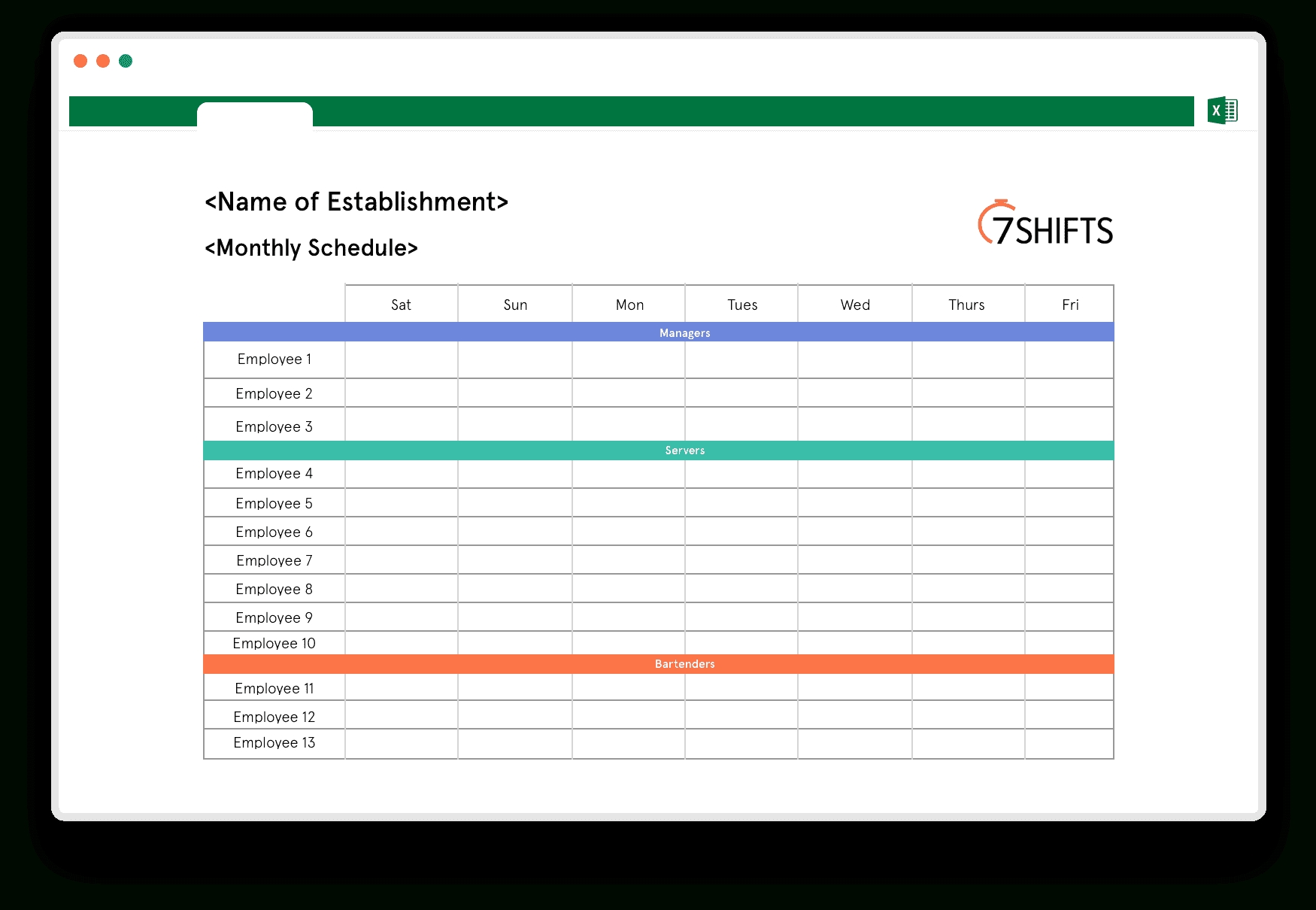 monthly work schedule template