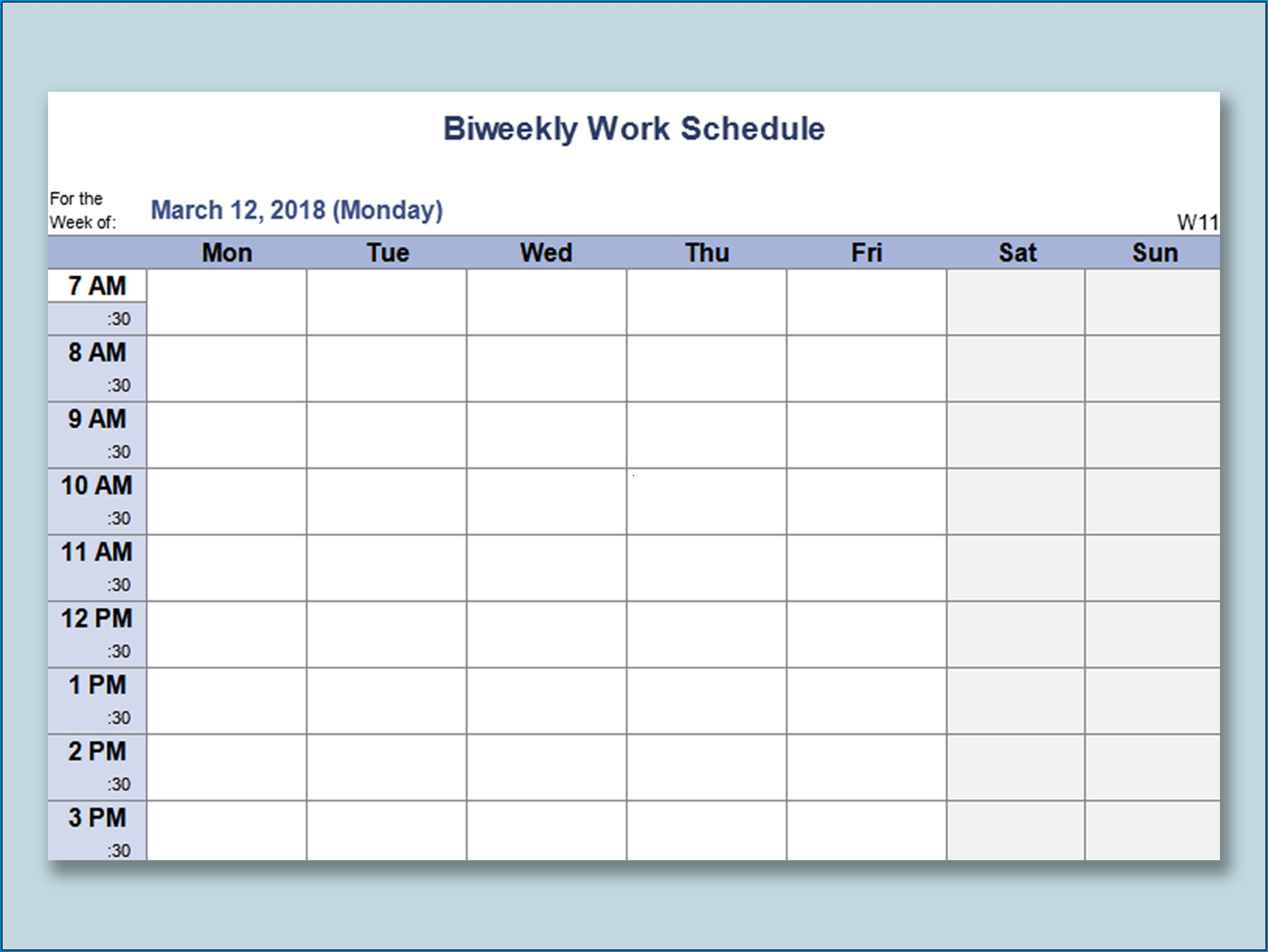 Free Template For Monthly Employee Work Schedule