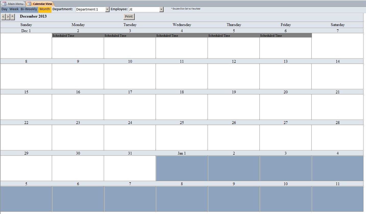 Employee Scheduling Database Template | Employee Scheduling