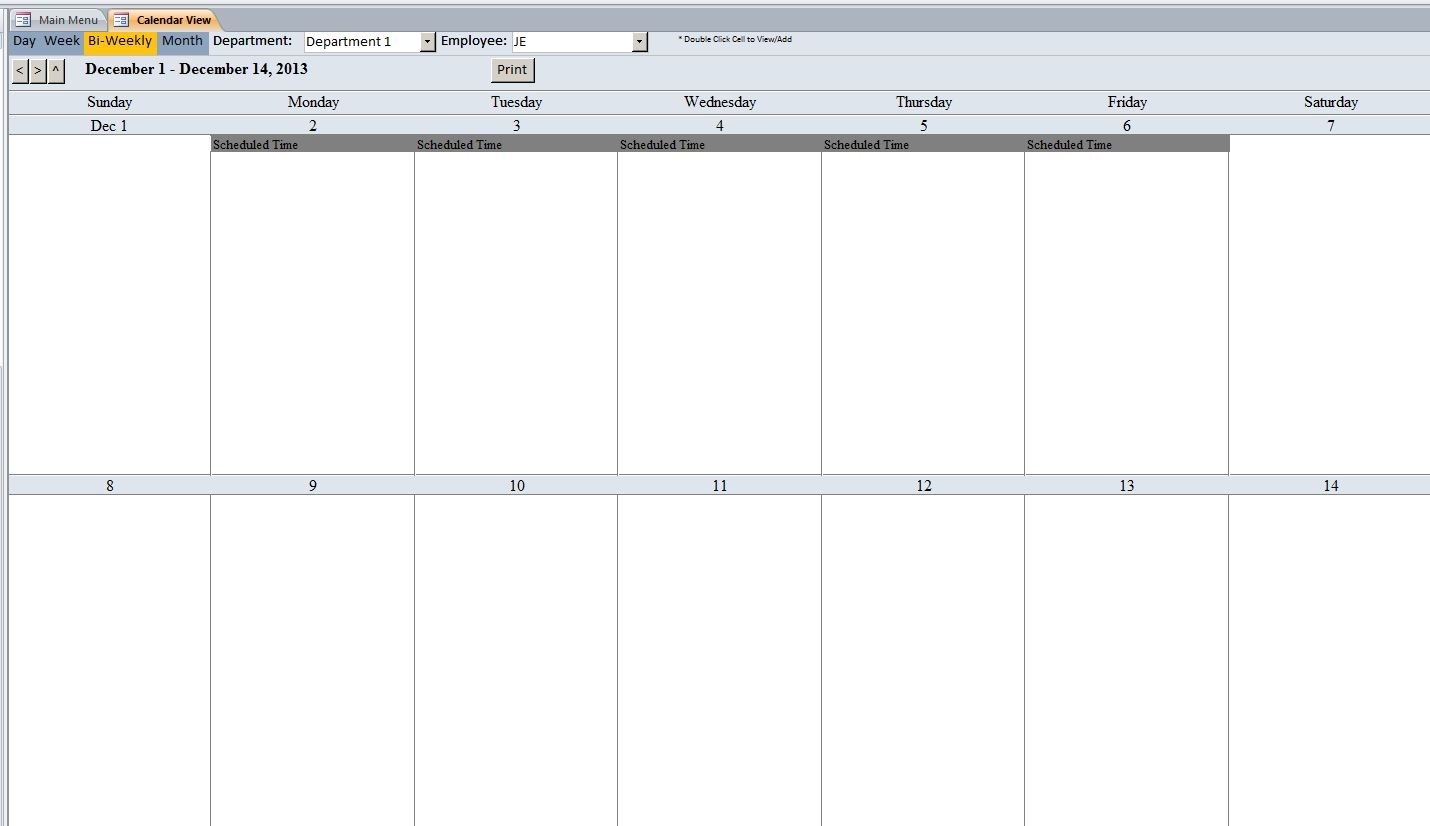 Employee Scheduling Database Template | Employee Scheduling