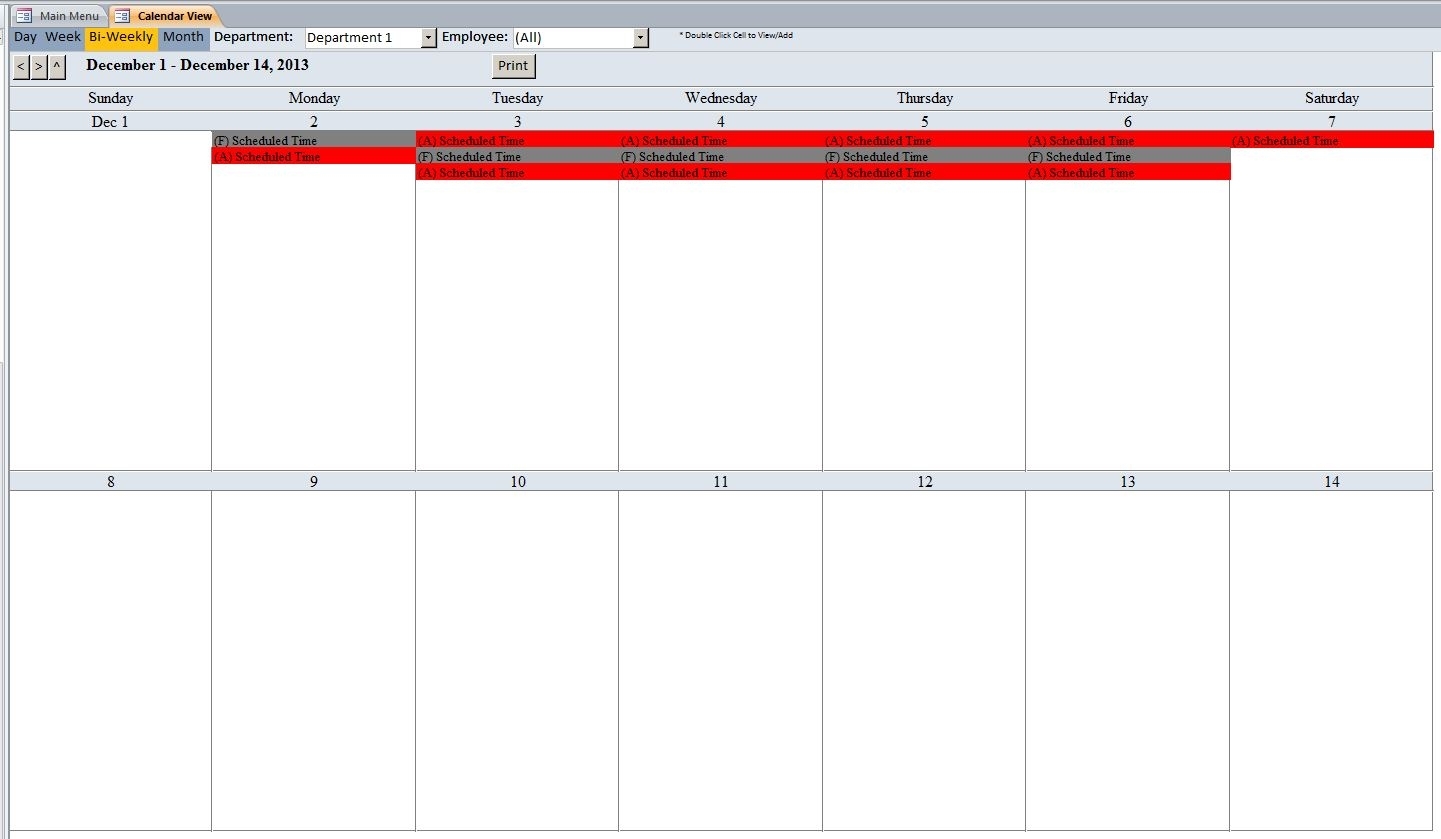 Employee Vacation Tracking Database Template | Employee