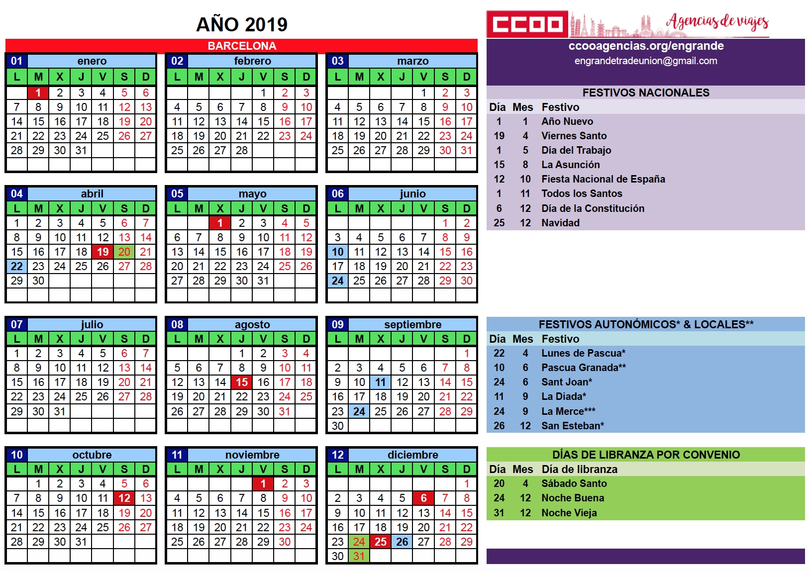 Engrande Ya Tiene Calendario Para 2019 - Ccoo Agencias