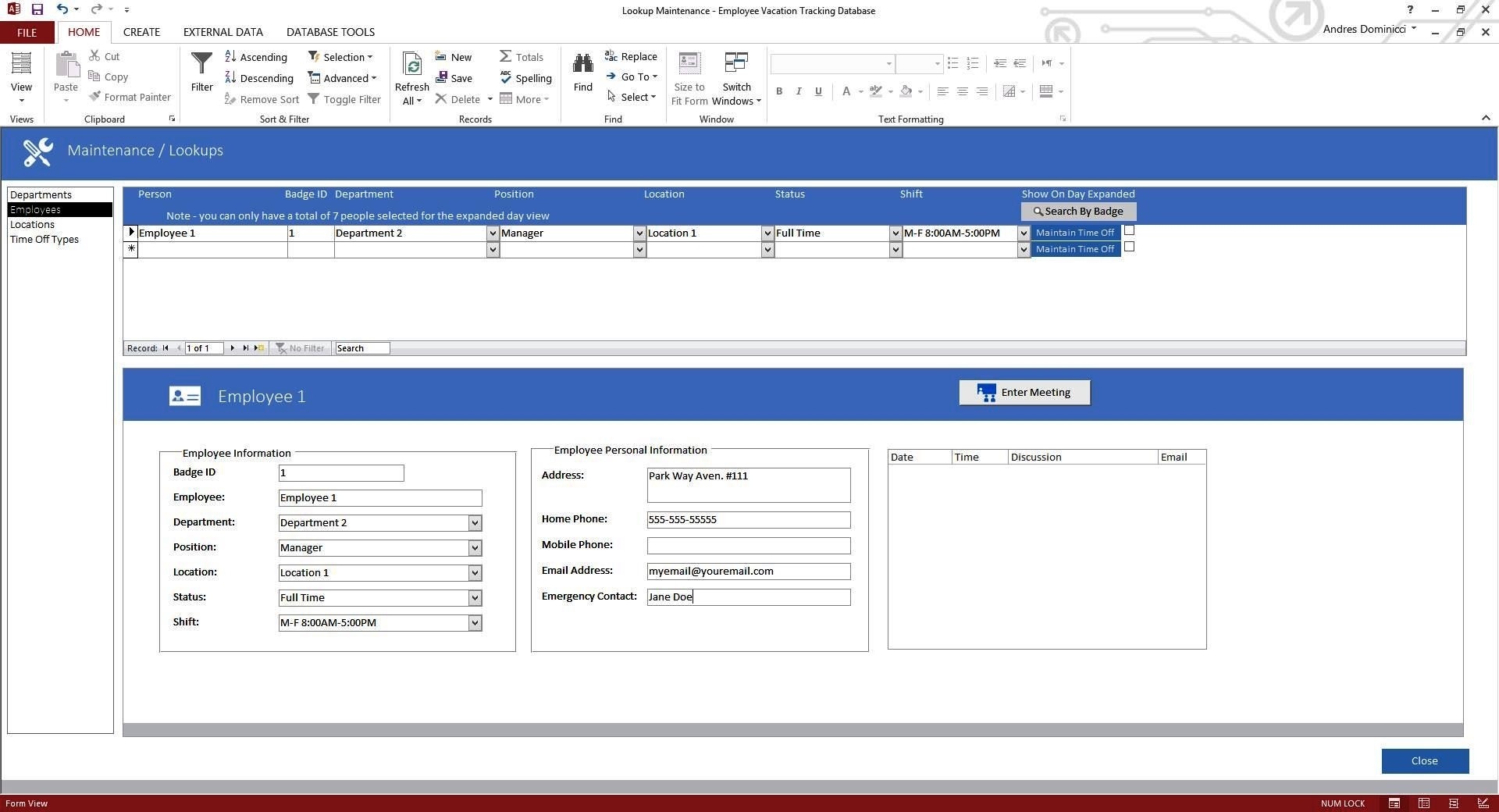 Enhanced Employee Vacation Tracking Database Template