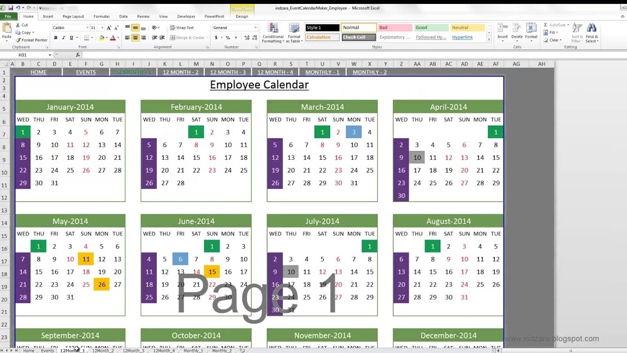 Event Calendar Maker (Excel Template)