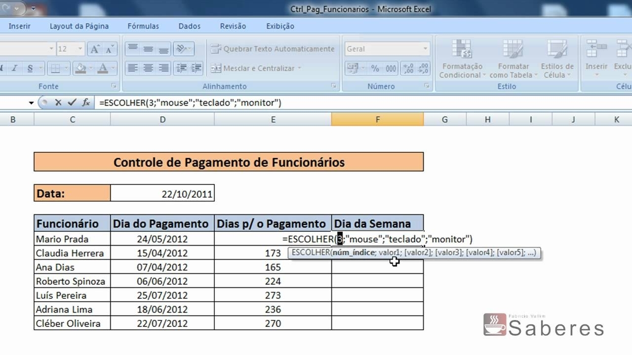 Excel 2007 - Exibir Os Dias Da Semana