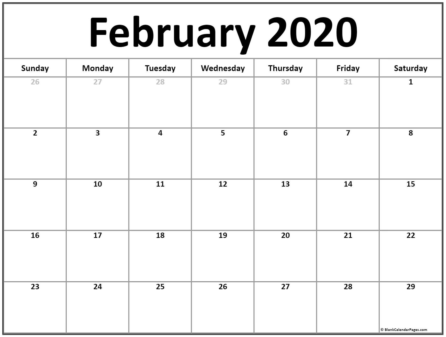 February 2020 Printable Calendar Free In 2020 (With Images