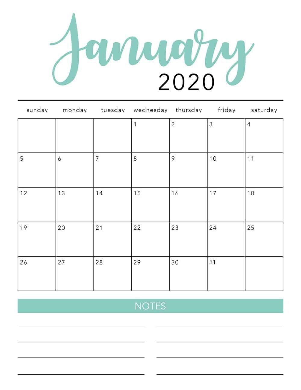 Free 2020 Monthly Calendar Printable (With Images) | Free