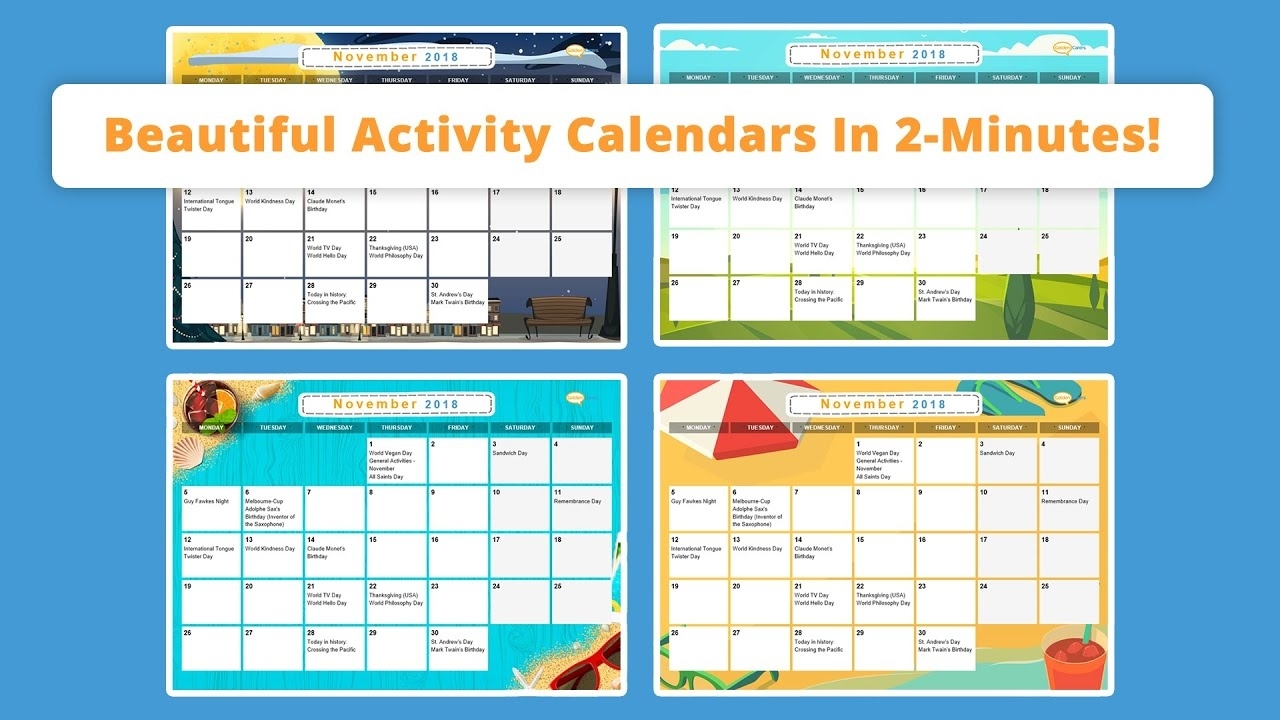 Free Activity Calendar Template For Seniors