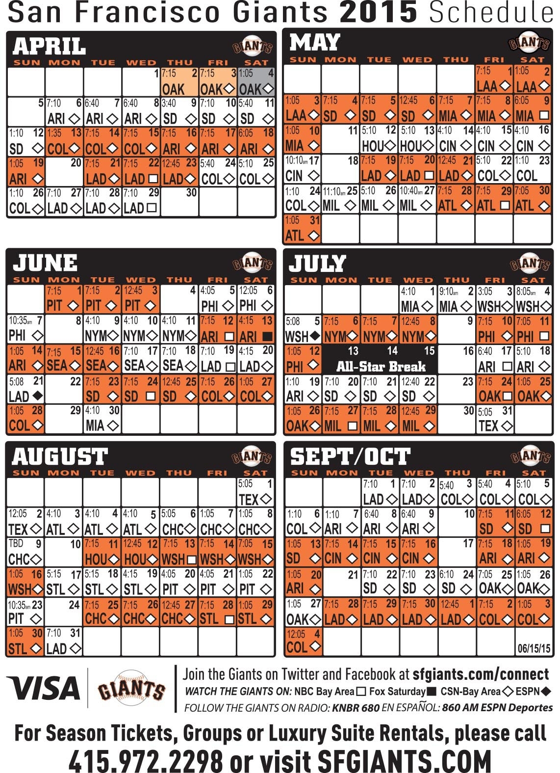 Free Download San Francisco Giants Tickets Schedule 2014