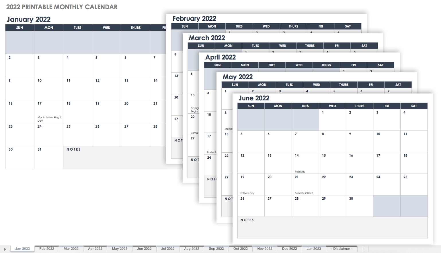 Free Excel Calendar Templates