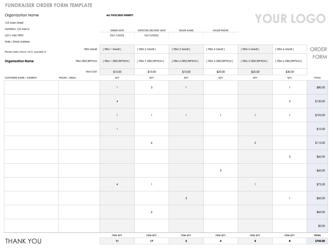 Free Order Form Templates | Smartsheet