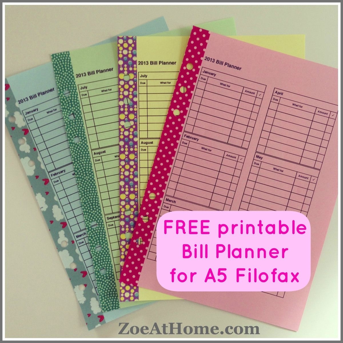 Free Printable A5 Monthly Bill Planner Pages Calendar Template 2023