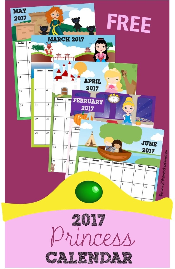 Free Princess Calendar 2019-2020 | Kids Calendar, Calendar