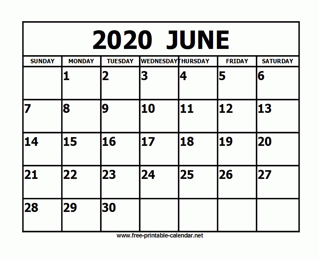 Free Printable 2020 Calendar