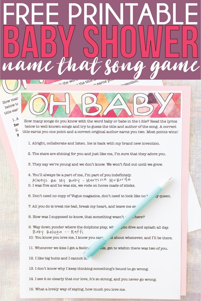 Free Printable Baby Shower Songs Guessing Game - Play Party Plan