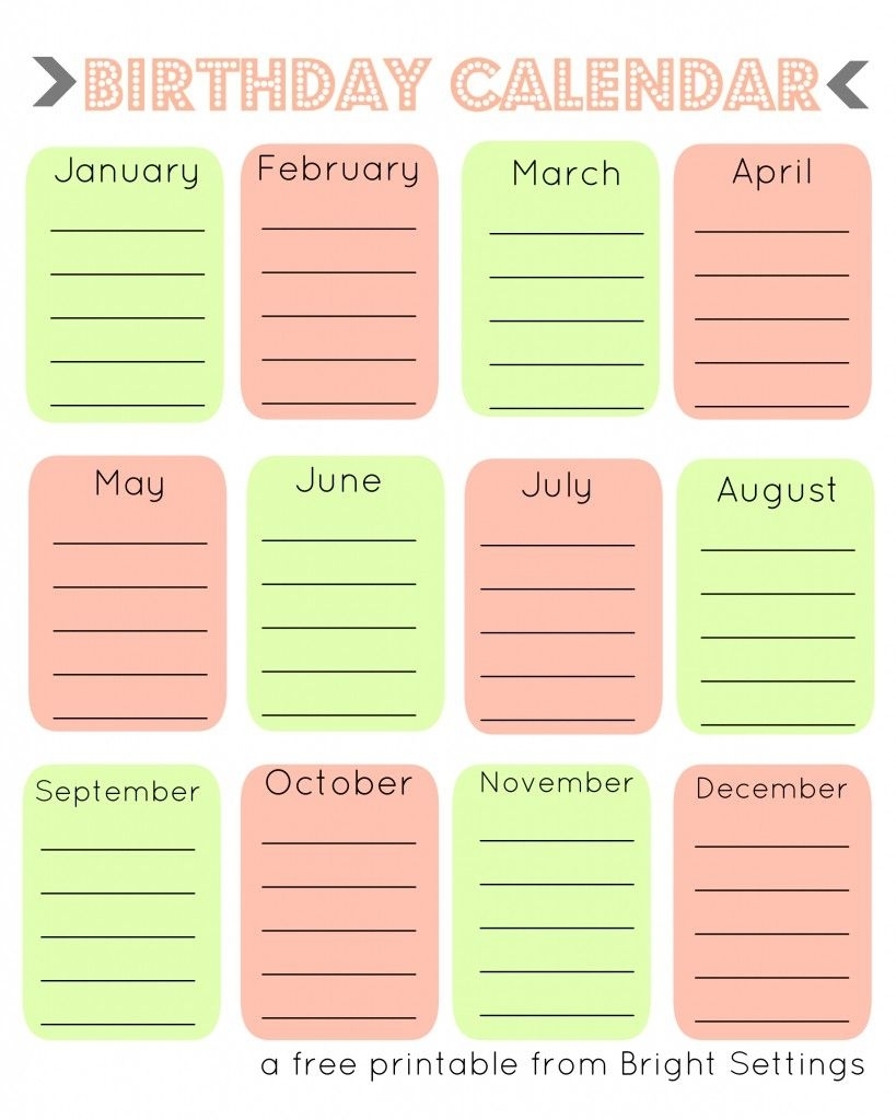 Free Printable Birthday Calendar (With Images) | Birthday