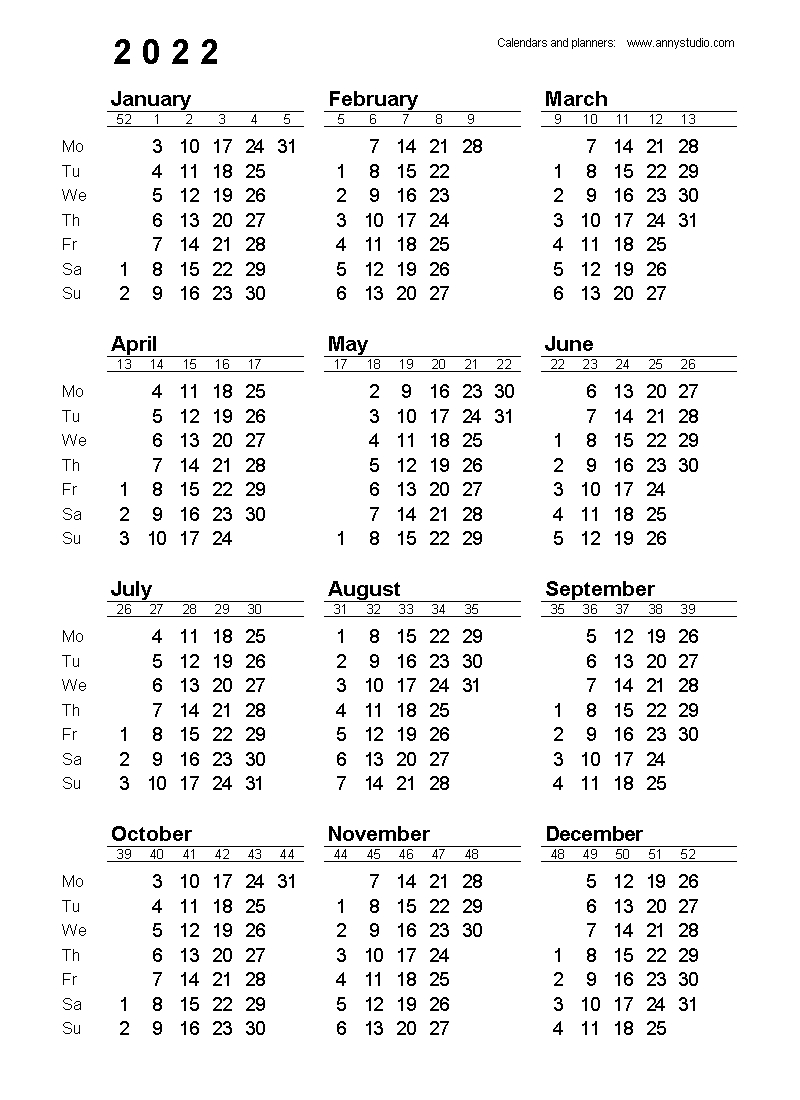 Free Printable Calendars And Planners 2020, 2021, 2022