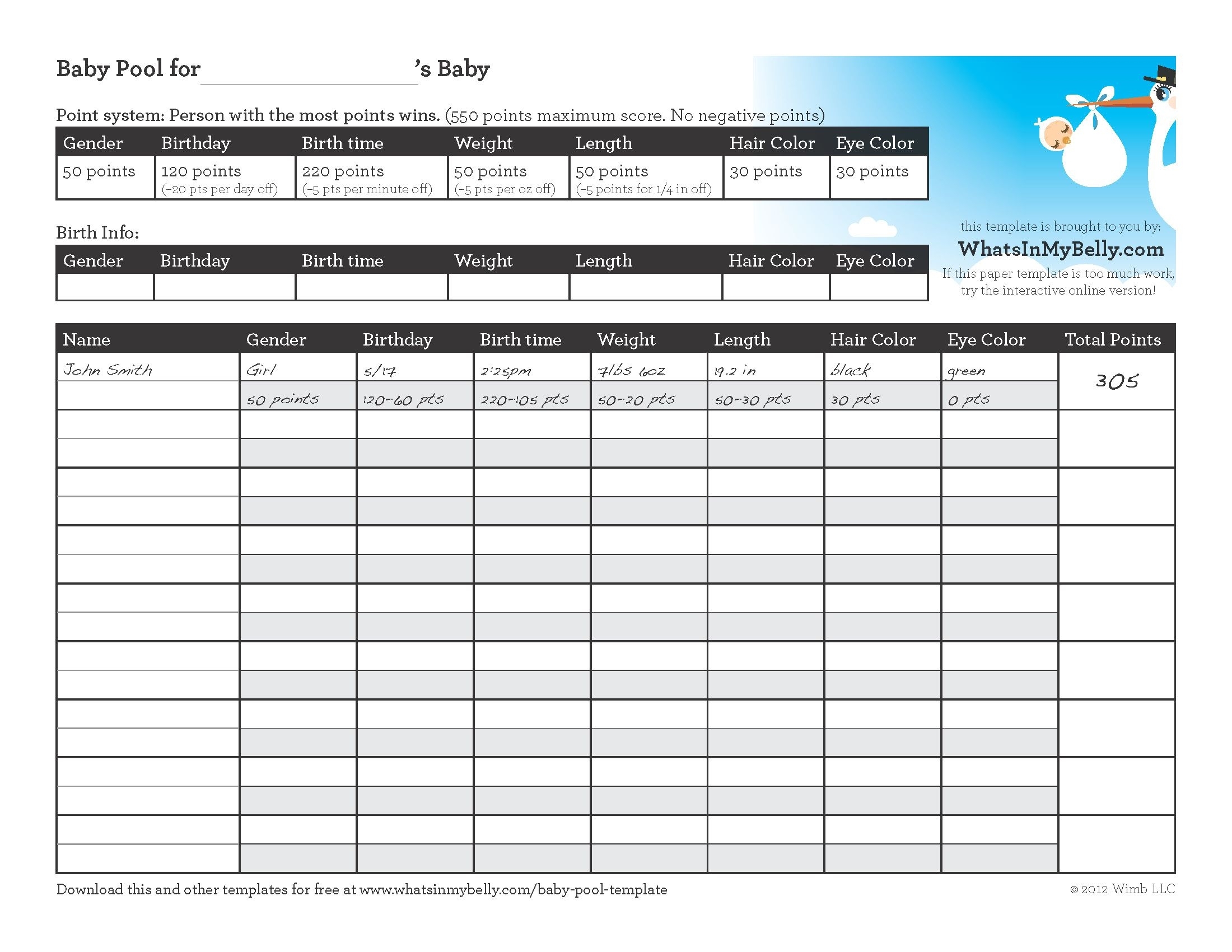 Fun Baby Pool Template. :) (Guess The Gender, Birth Date