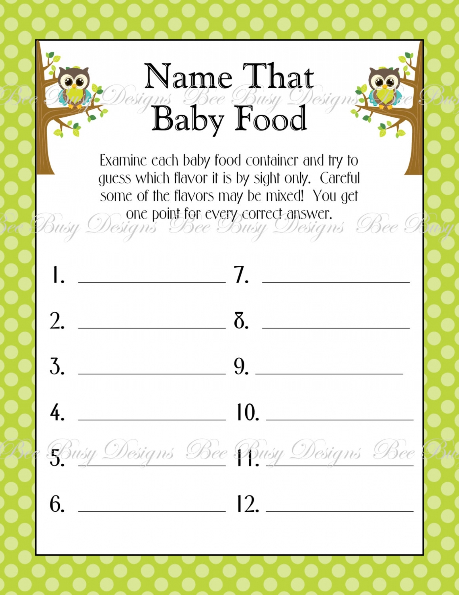 Fun Printable Woodland Baby Food Guessing Game With Labels No Eating  Required