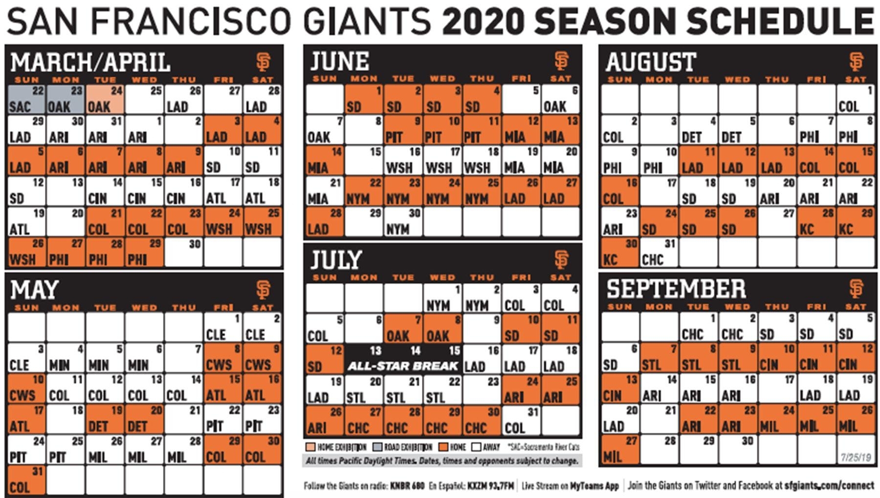Sf Giants Calendar 2025