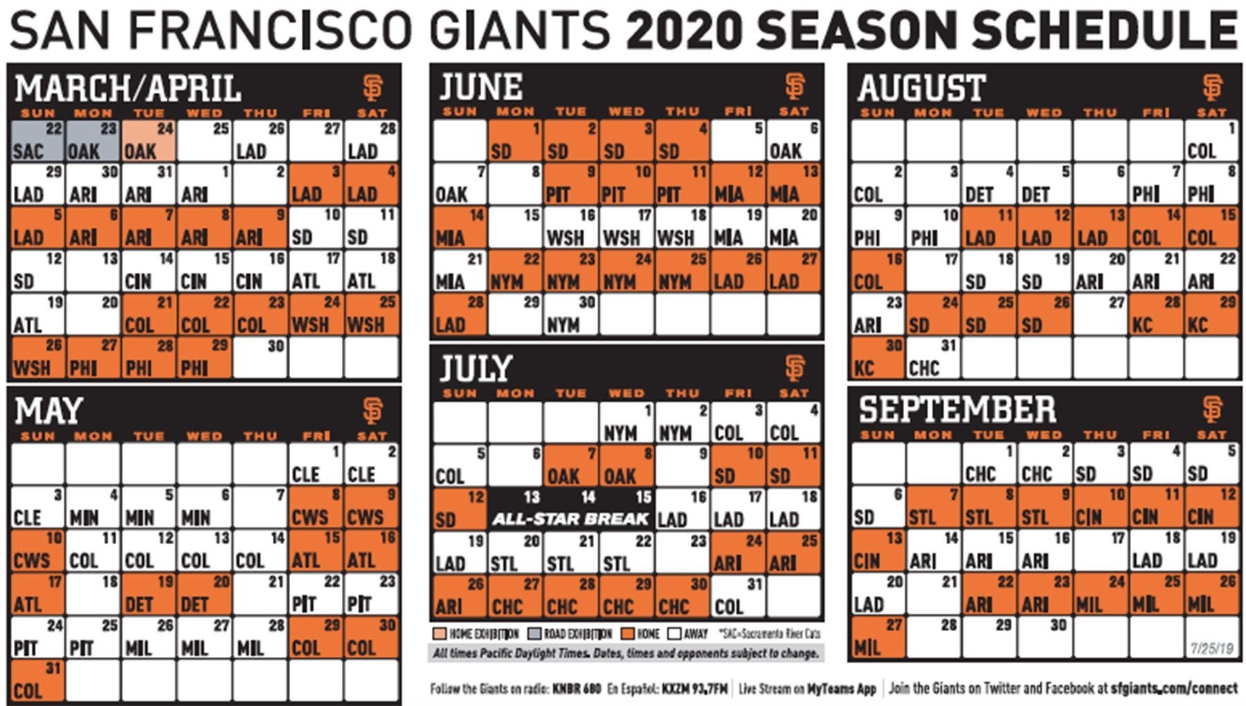 Giants Release 2020 Schedule, Which Includes Two Openers