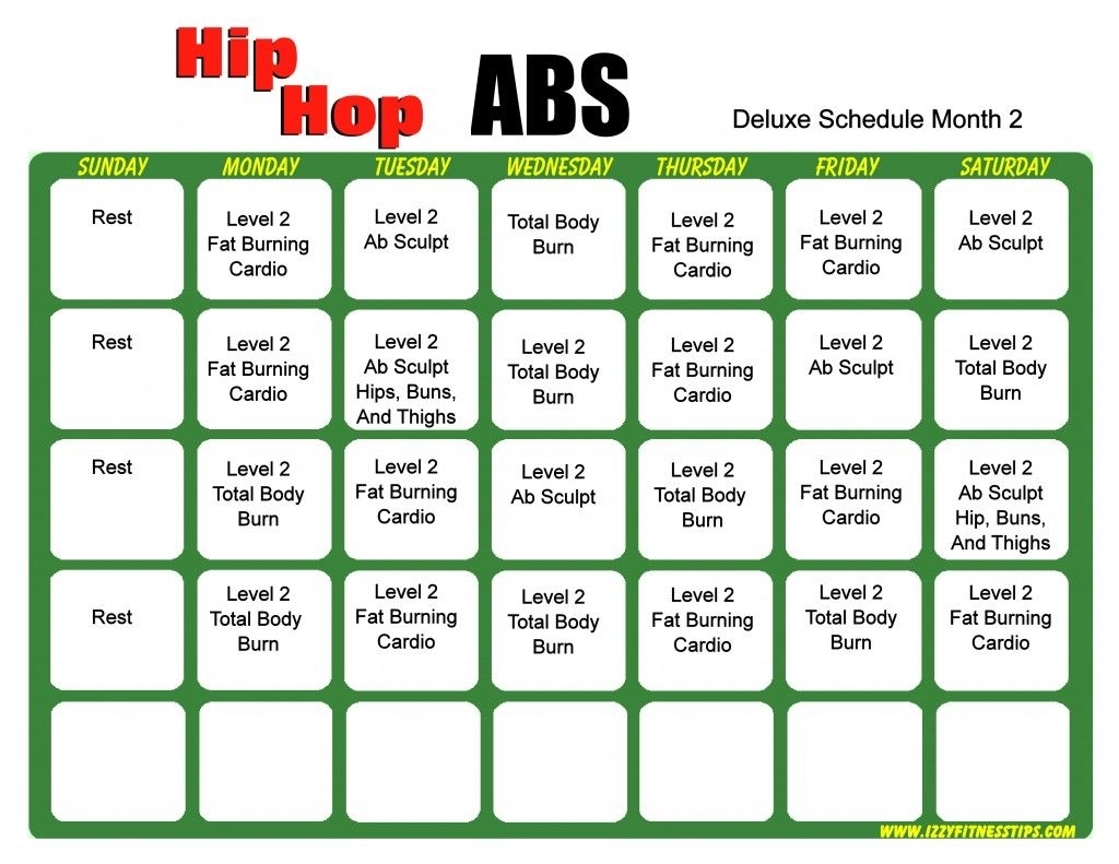Hip Hop Abs Schedule Deluxe Month 2 | Hip Hop Abs, Hip Hop