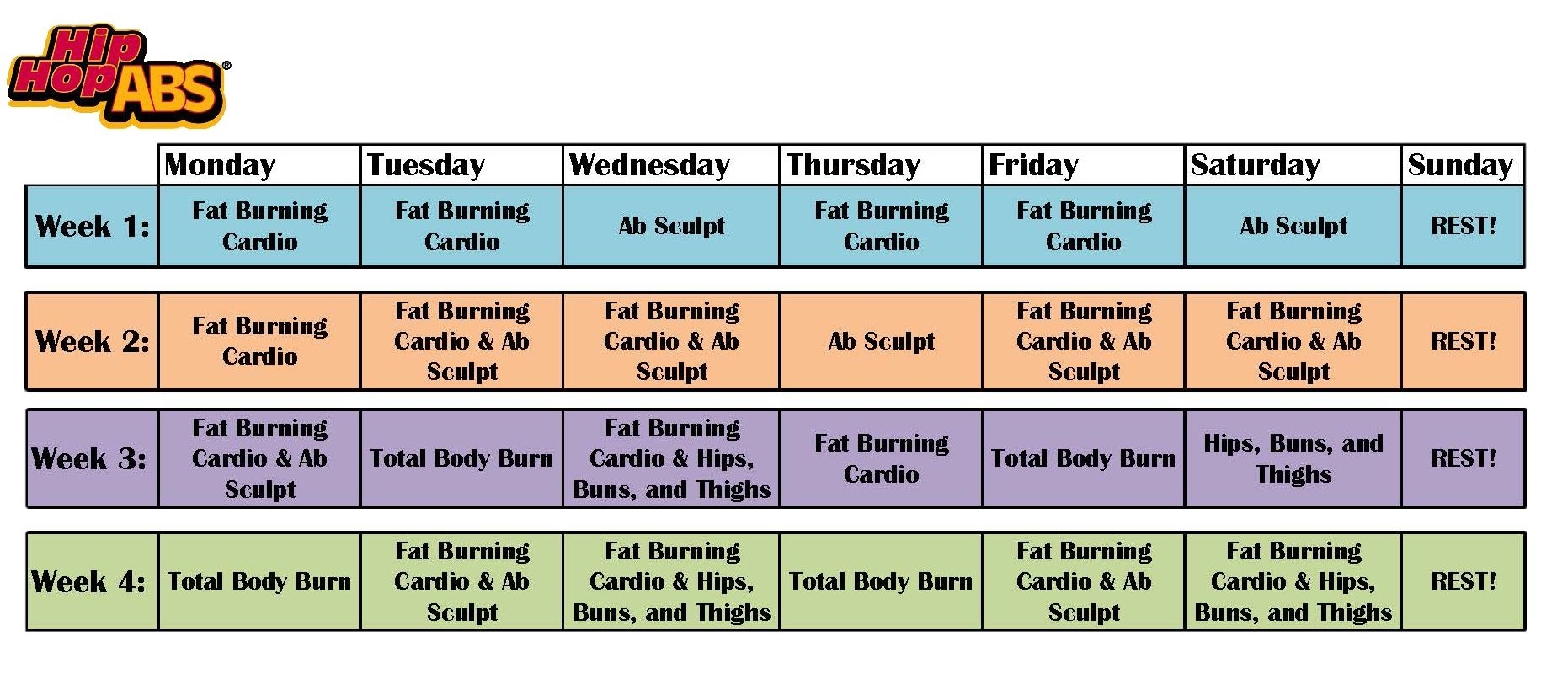 Hip Hop Abs Workout Chart - Daska