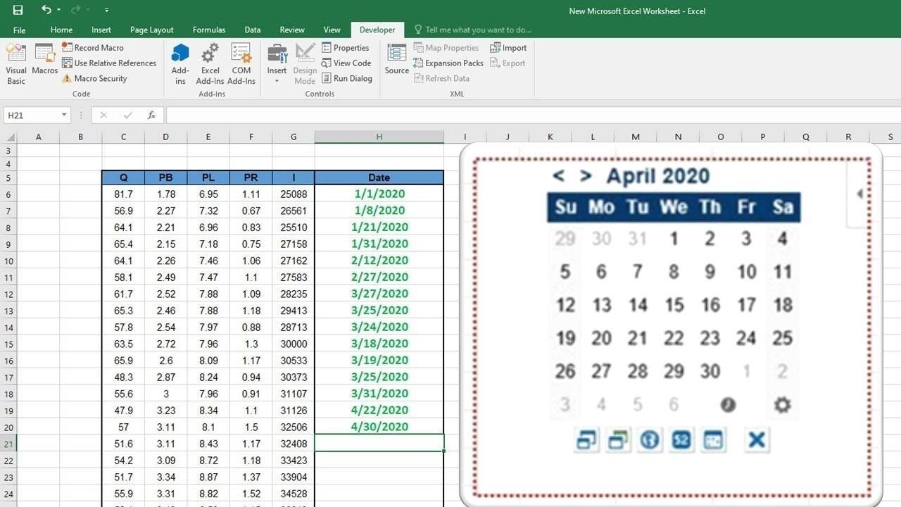 Excel 2020 Date Picker Calendar Template 2023