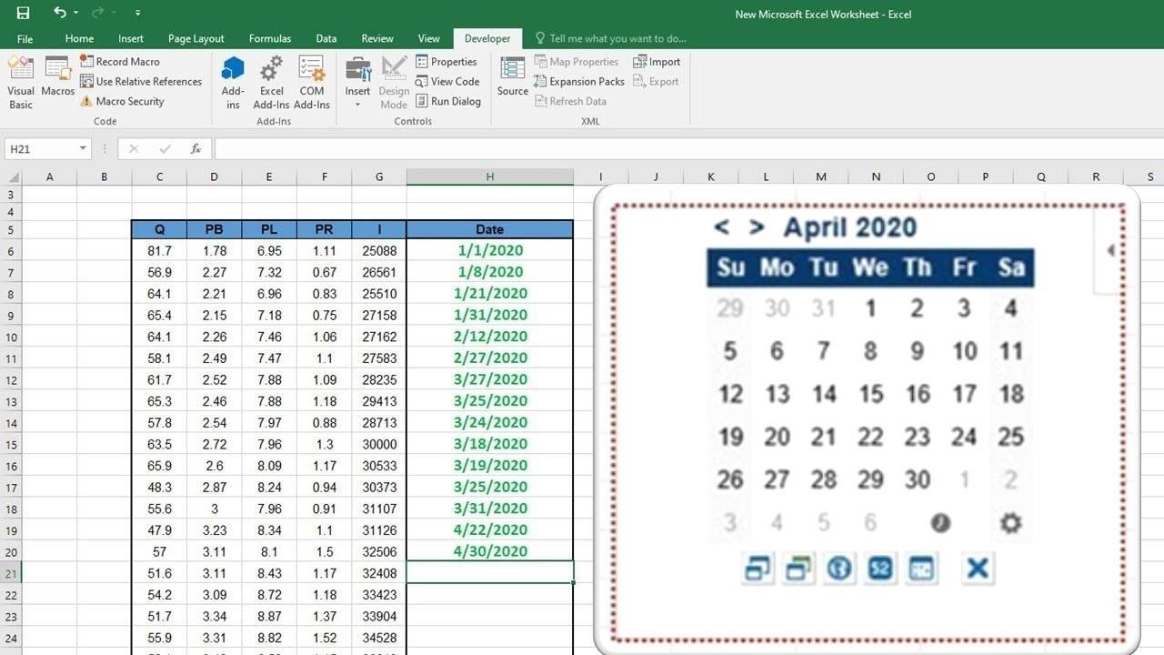 How To Add Mini Calandar Date Picker To Ms Excel