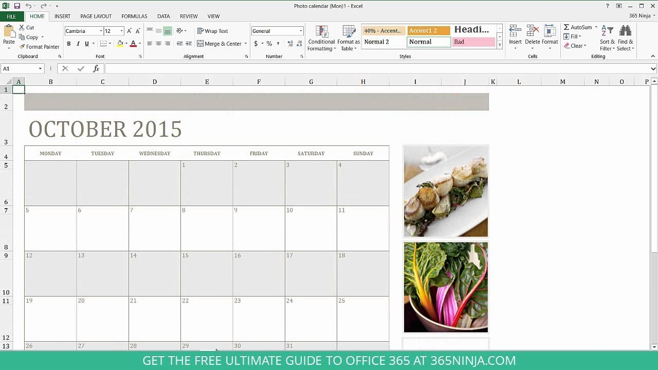 How To Create A Calendar In Excel