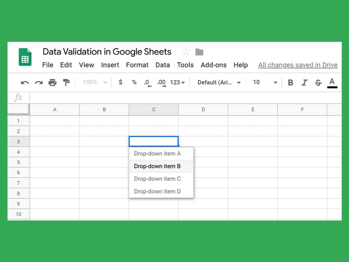 how to add a drop down list in google sheets