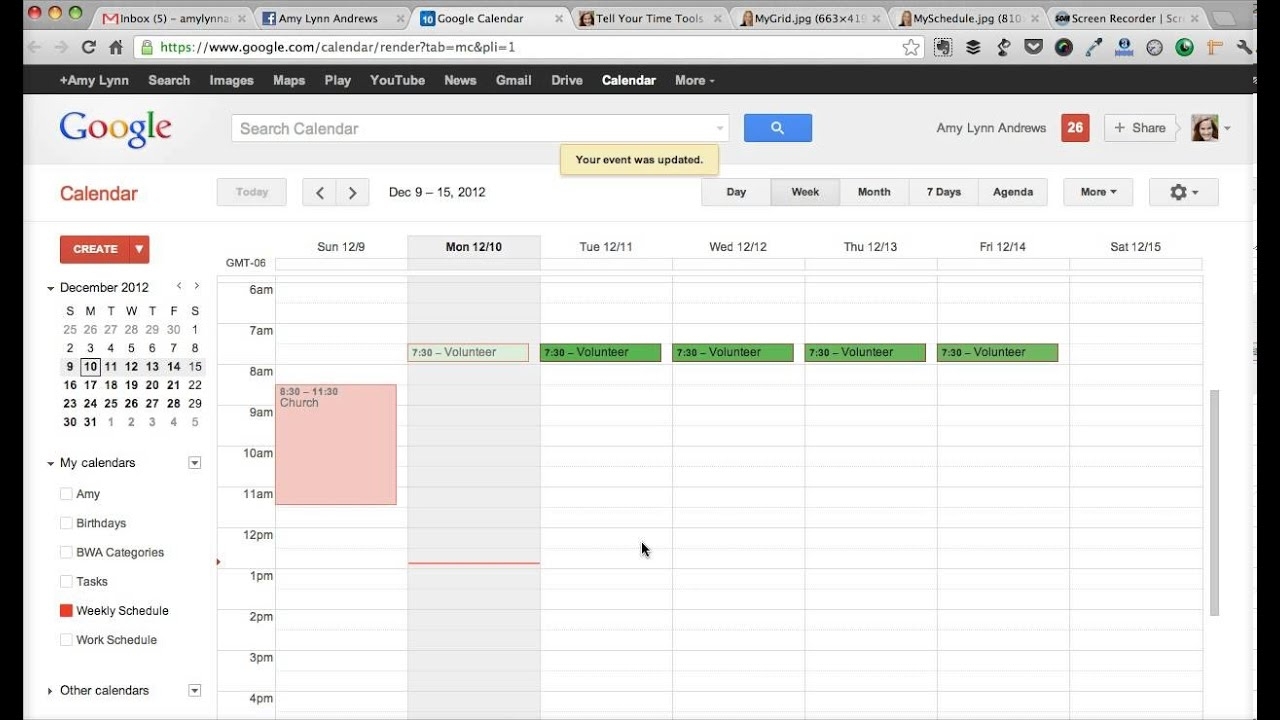 How To Create A Weekly Schedule With Google Calendar - Amy