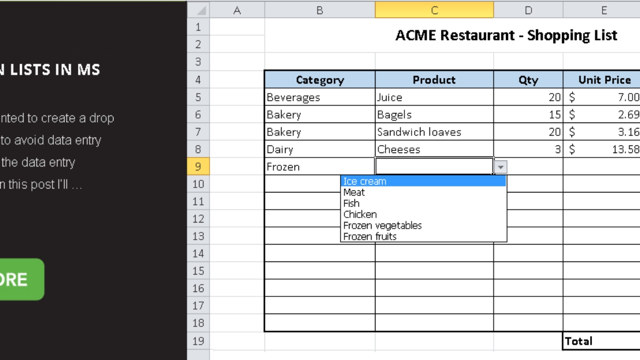 How To Work With Drop Down Lists In Ms Excel - Master Data