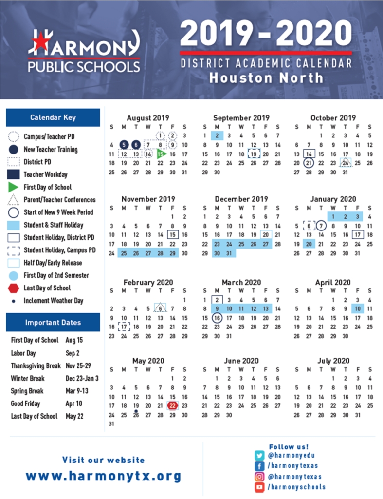 Hse Academic Calendar – Harmony School Of Excellence – Houston