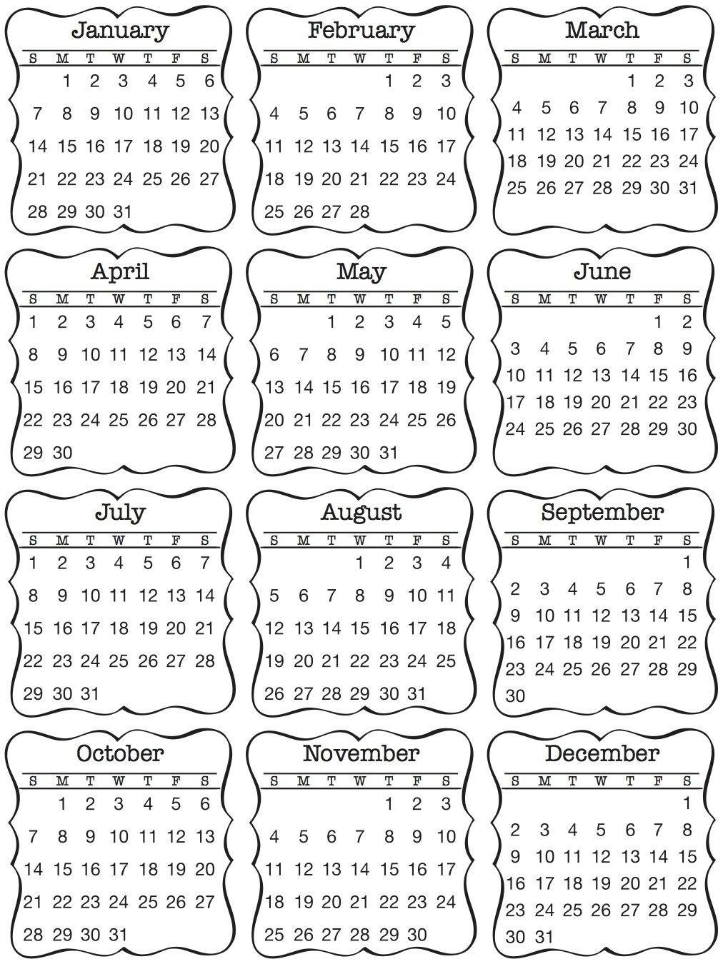 In Stock!!! Mini Calendar Sticker / Decorative 2020