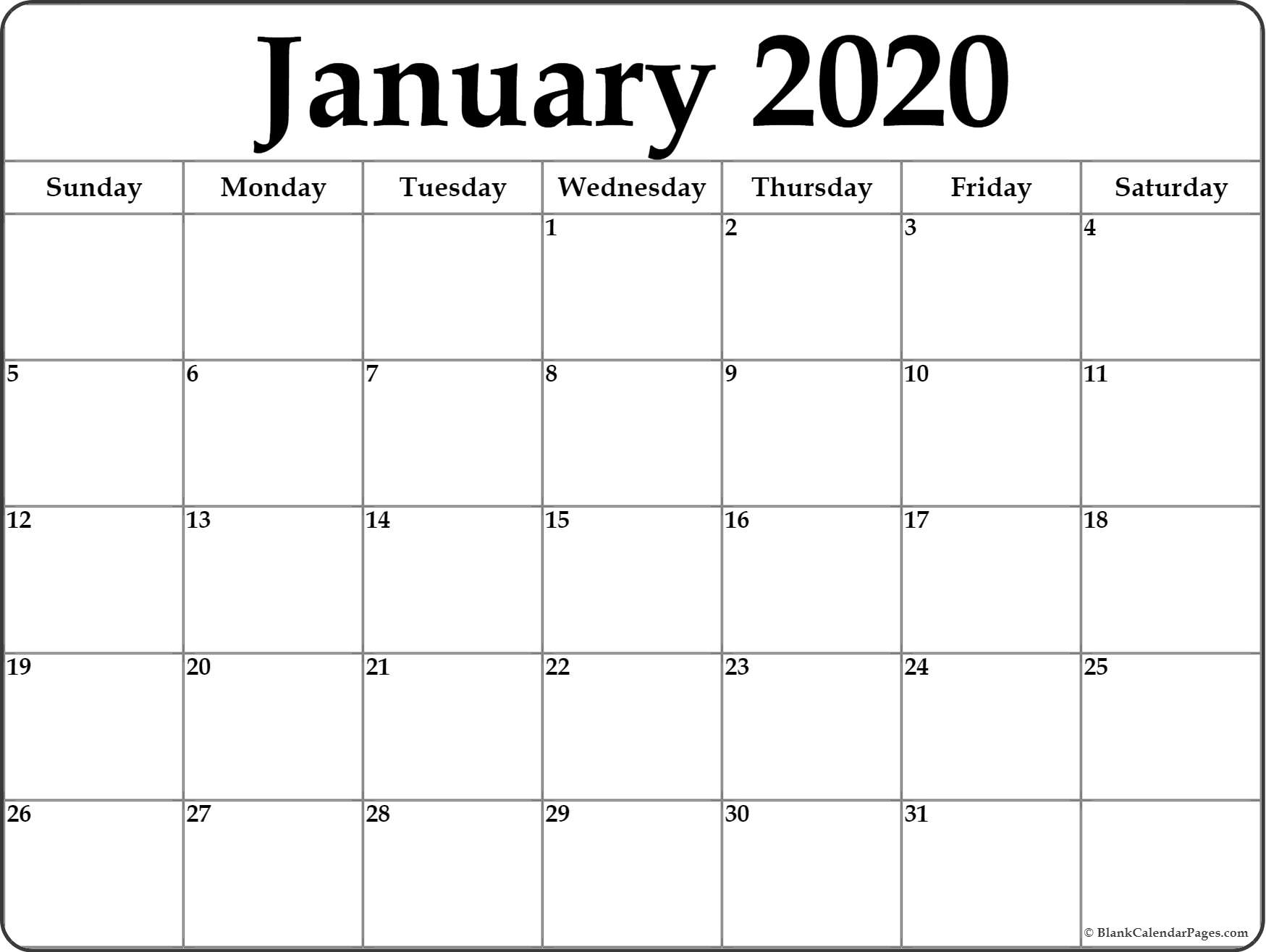 January 2020 Calendar | Free Printable Monthly Calendars