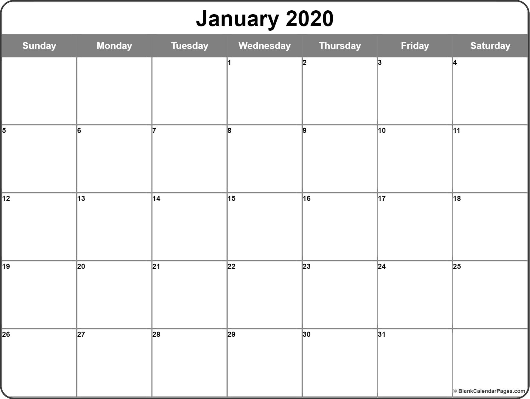 January 2020 Calendar | Free Printable Monthly Calendars