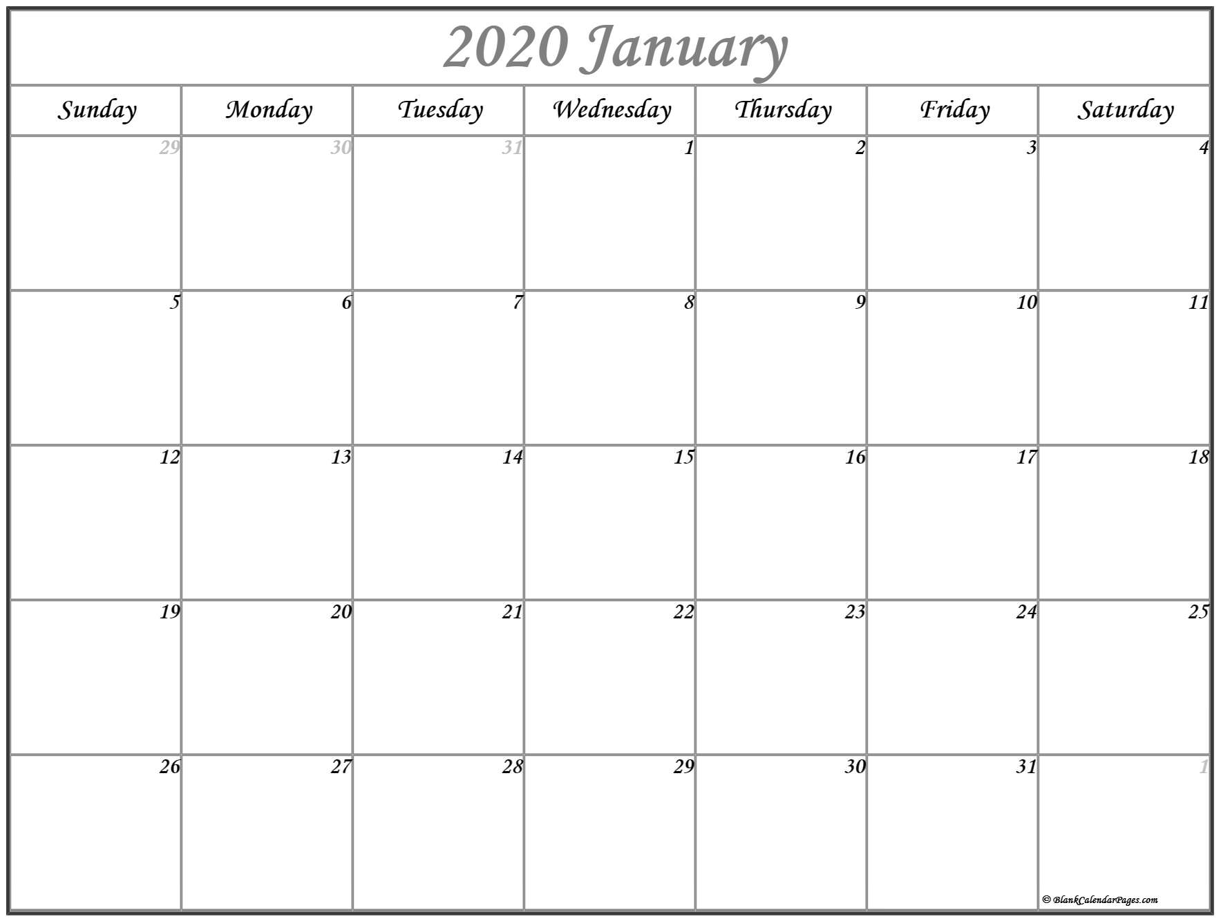 January 2020 Calendar | Free Printable Monthly Calendars