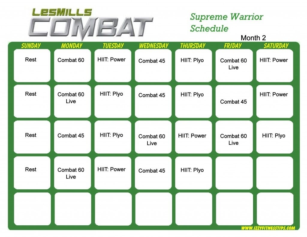 Les Mills Combat Workout Calendar (With Images) | Workout